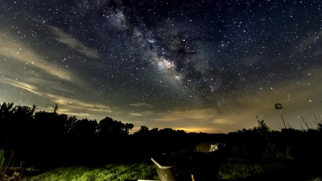 Timelapse of Milky way over a Texas farm