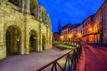 Fototapeta na wymiar Arles Old Town and roman amphitheatre, Provence, France