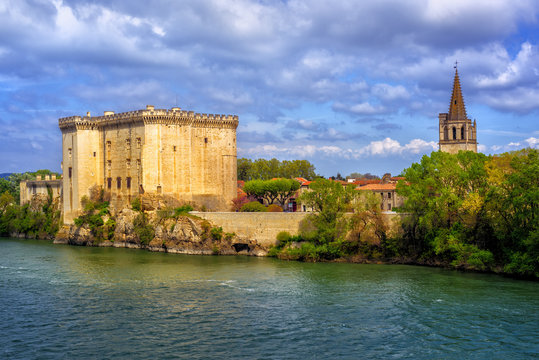 Tarascon castle on the Rhone river, France