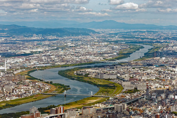 大阪平野　空撮俯瞰