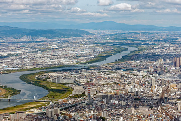 Fototapeta premium 大阪平野 空撮俯瞰
