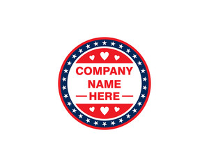 Stars and Heart Circular Sign Label Tag Company Logo Stamp Vector