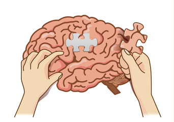Hand paste the last piece of to jigsaw in blank channel to complete the brain puzzle.
train