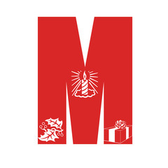 Red colored Christmas alphabet M
