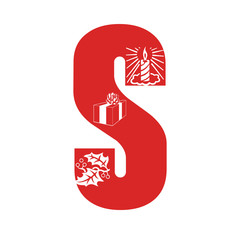 Red colored Christmas alphabet S