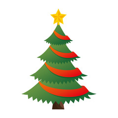 merry christmas tree with star vector illustration design
