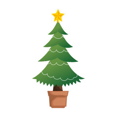 merry christmas tree with star vector illustration design