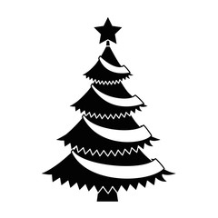merry christmas tree with star vector illustration design