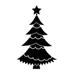 merry christmas tree with star vector illustration design