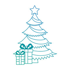 merry christmas tree with gifts vector illustration design