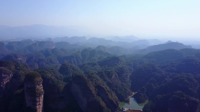 Danxia landscape，
Mount Longhu, the birthplace of Taoism, Jiangxi, China,