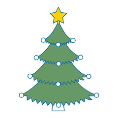 merry christmas tree with star vector illustration design