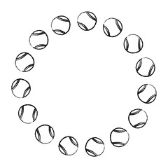 tennis balls circle emblem image vector illustration design  black sketch line