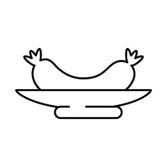 dish with delicious sausage isolated icon vector illustration design