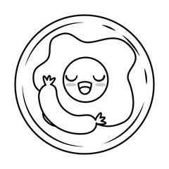 Fototapeta premium fried egg and sausage kawaii character vector illustration design