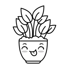 house plant in pot kawaii character vector illustration design