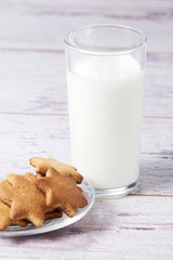 Gingerbread Cookie. Glass milk. Delicious snack