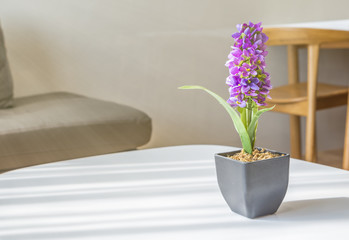 Purple Artificial Flowers in small pot