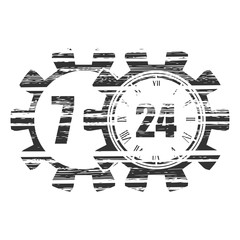 Time operation mode in gear. Infinity arrow icon. For customer support and retail. Seven days twenty four hour.