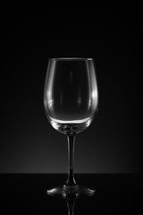 Single upright empty wine glass