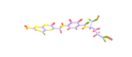 Folic acid molecular structure isolated on white