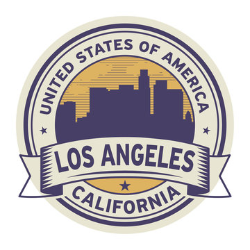 Stamp or label with text Los Angeles, California