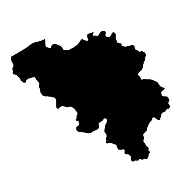 black silhouette country borders map of Belgium on white background of vector illustration