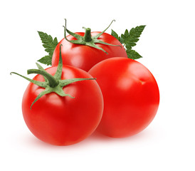 Ripe tomatoes isolated on white background