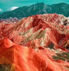 Fotobehang Zhangye Danxia  panorama of rainbow-mountain in Zhangye Danxia Landform Geological Park in China