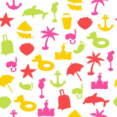 Vector beach pattern for summer. Can be used for textile, website background, book cover, packaging.