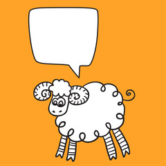 Sheep With Speech Bubble. Stock vector template, easy to use.