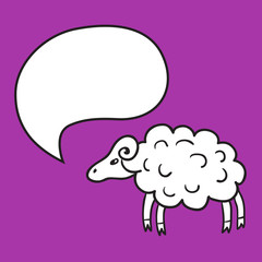 Sheep With Speech Bubble. Stock vector template, easy to use.