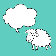 Sheep With Speech Bubble. Stock vector template, easy to use.
