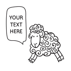 Sheep With Speech Bubble. Stock vector template, easy to use.