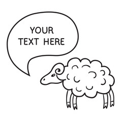 Sheep With Speech Bubble. Stock vector template, easy to use.