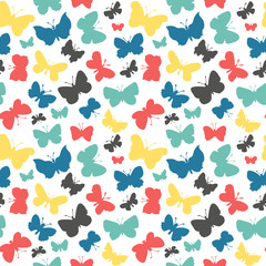 Vector seamless pattern with butterflies. Texture for wallpaper, fills, web page background.