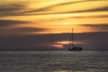 Fototapeta premium sunset on the beach at layan beach Phuket Thailand