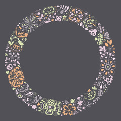 Spring vector doodle frame. Beautiful vector design.