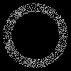 Spring vector doodle frame. Vector illustration for your cute design.