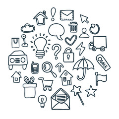 Collection of hand drawn icons. Vector illustration for your cute design.