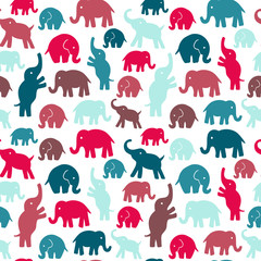 Seamless vector pattern with elephants. Endless texture for wallpaper, fill,  web page background, surface texture.