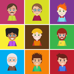 Fototapeta premium Set of people icons for avatars. Vector illustration for your cute design.