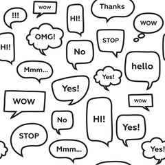 Seamless pattern with speech bubbles. Can be used for textile, website background, book cover, packaging.