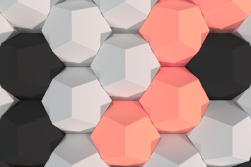 Pattern of white, red and black hexagonal elements