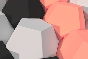 Pattern of white, red and black hexagonal elements