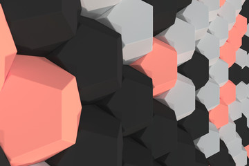 Pattern of white, red and black hexagonal elements