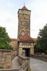 Gate Rödertor and tower in medieval old town Rothenburg ob der Tauber, Germany