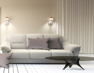 Living Room Scandinavian Style. 3D rendering