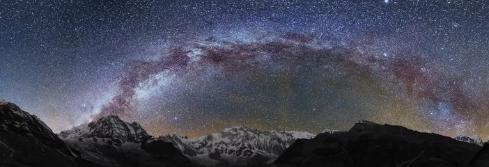 Fotobehang Annapurna Milky way over Annapurna Himalayan range