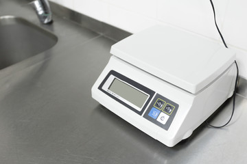 Digital scales in a restaurant kitchen